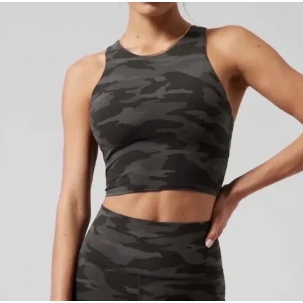 Athleta A-C Concious Crop Sports Bra Size M Black Camo